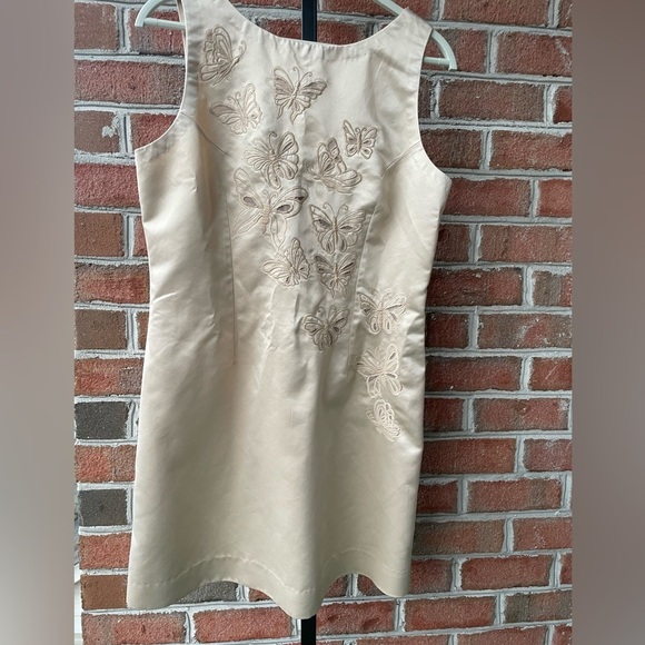 NWOT Payal Jain||Butterfly Satin Mini Dress, Silk Embroidered, Size Medium - Picture 6 of 11